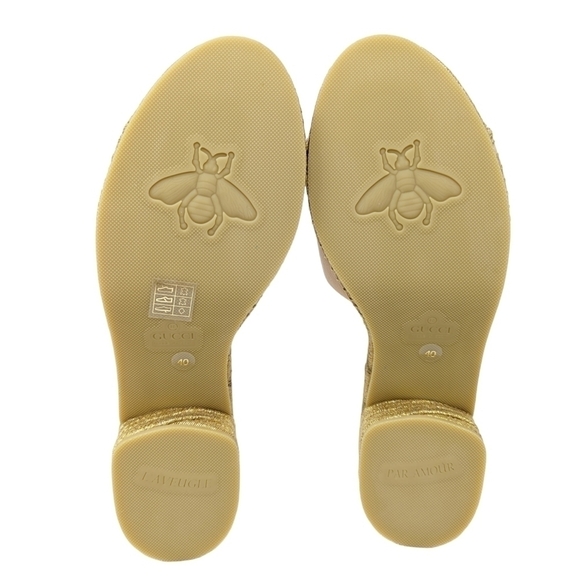 NEW Gucci GG Espadrille Slide Sandals Pink & Gold Size EU 40 - Picture 12 of 12